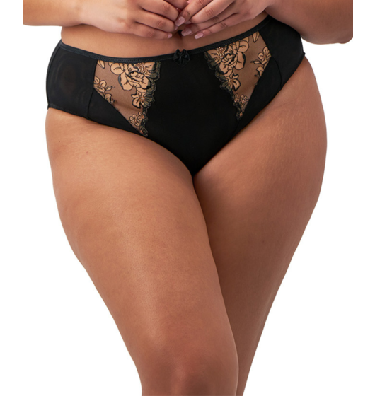 Teagan High Leg Brief (Black & Almond) by Elomi