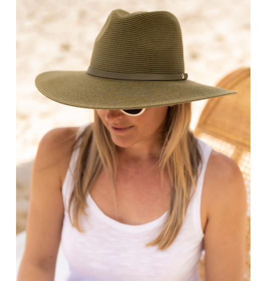 Isabelle Panama Hat (Olive) by Sundaise